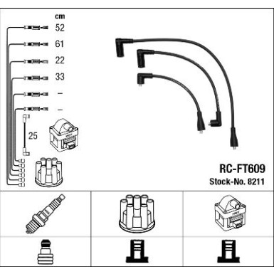 RC-FT609 NGK - Zündkabelsatz FIAT TEMPRA (159) 1.6,3.90-4.93 8211