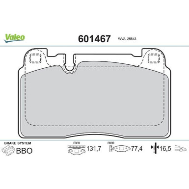 VALEO Bremsbeläge 601467