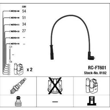 RC-FT601 NGK - Zündkabelsatz FIAT PANDA (169) 1.2 4x4,10.04 8192