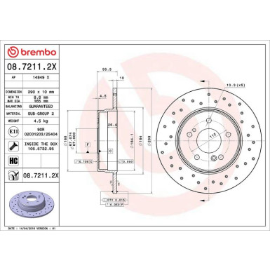 Bremsscheibe HA Xtra MERC W203,W210,R230,R171 96 XTRA LINE - Xtra 08.7211.2X Bremsscheibe HA Xtra MERC W203,W210,R230,R171 96 XTRA LINE - Xtra 08.7211.2X