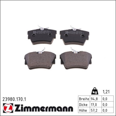 ZIMMERMANN Bremsbeläge 23980.170.1