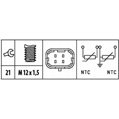 HELLA Sensor, Kühlmitteltemperatur 6PT 009 309-581