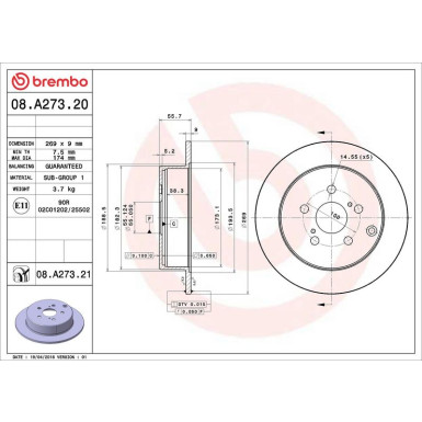 82 482 050 Bremsscheibe HA 08.A273.21 82 482 050 Bremsscheibe HA 08.A273.21