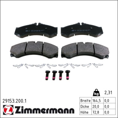 ZIMMERMANN Bremsbeläge 29153.200.1
