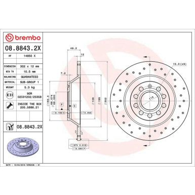 Bremsscheibe HA Xtra AUDI A6 04 XTRA LINE - Xtra 08.8843.2X Bremsscheibe HA Xtra AUDI A6 04 XTRA LINE - Xtra 08.8843.2X
