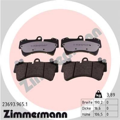 ZIMMERMANN Bremsbeläge 23693.965.1 rd:z ZIMMERMANN Bremsbeläge 23693.965.1 rd:z