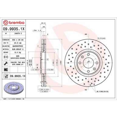 Bremsscheibe VA Xtra CITROEN C4 PEUGEOT 207, 307 05 XTRA LINE - Xtra 09.9935.1X Bremsscheibe VA Xtra CITROEN C4 PEUGEOT 207, 307 05 XTRA LINE - Xtra 09.9935.1X