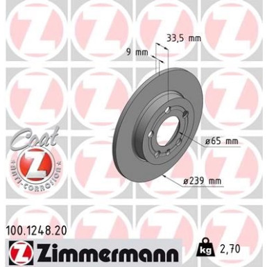 ZIMMERMANN Bremsscheibe 100.1248.20 ZIMMERMANN Bremsscheibe 100.1248.20