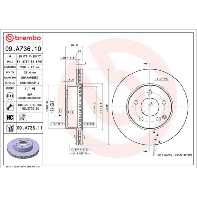 15 481 070 Bremsscheibe VA MERCEDES W204 07 PRIME LINE - UV Coated 09.A736.11 15 481 070 Bremsscheibe VA MERCEDES W204 07 PRIME LINE - UV Coated 09.A736.11