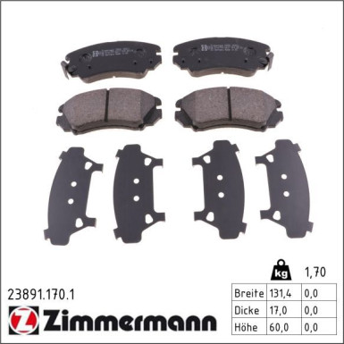 ZIMMERMANN Bremsbeläge 23891.170.1
