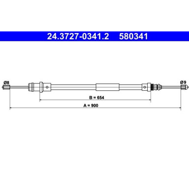 ATE Handbremsseil Seilzug Festellbremse 24.3727-0341.2 ATE Handbremsseil Seilzug Festellbremse 24.3727-0341.2