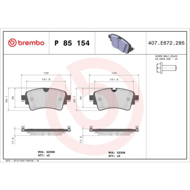 BREMBO Bremsklötze HA AUDI A4,A5,Q7 15 PRIME LINE P 85 154