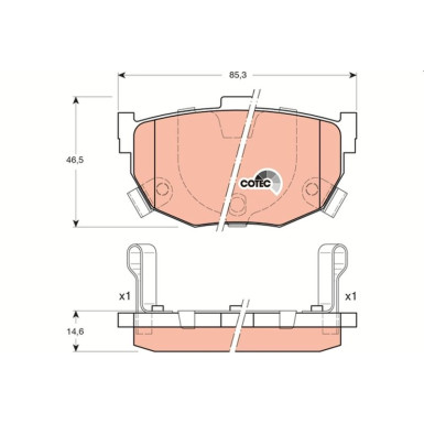Bremsklötze HA HYUNDAI Coupe,Lantra,Elantra,Tiburon 95 COTEC GDB3170