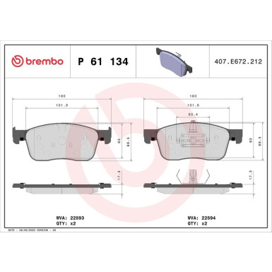 BREMBO Bremsklötze VA CITROEN Jumpy PEUGEOT Expert 16 PRIME LINE P 61 134 BREMBO Bremsklötze VA CITROEN Jumpy PEUGEOT Expert 16 PRIME LINE P 61 134