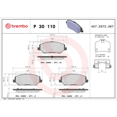 BREMBO Bremsklötze VA P 30 110 BREMBO Bremsklötze VA P 30 110