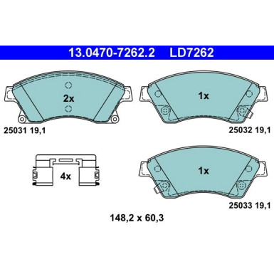 Bremsbelagsatz, Scheibenbremse ATE Ceramic 13.0470-7262.2 Bremsbelagsatz, Scheibenbremse ATE Ceramic 13.0470-7262.2