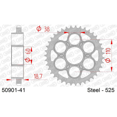 AFAM Kettenrad STAHL 41 Zähne 50901-41 AFAM Kettenrad STAHL 41 Zähne 50901-41