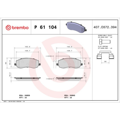 BREMBO Bremsklötze VA P 61 104 BREMBO Bremsklötze VA P 61 104