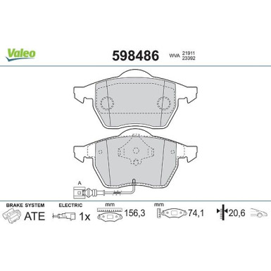 VALEO Bremsbeläge 598486 VALEO Bremsbeläge 598486