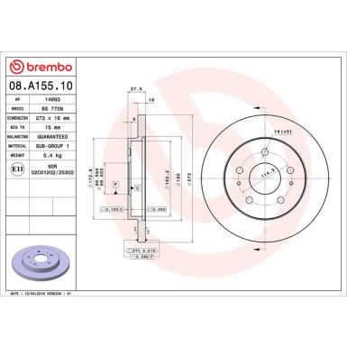 87 481 017 Bremsscheibe VA 08.A155.10 87 481 017 Bremsscheibe VA 08.A155.10