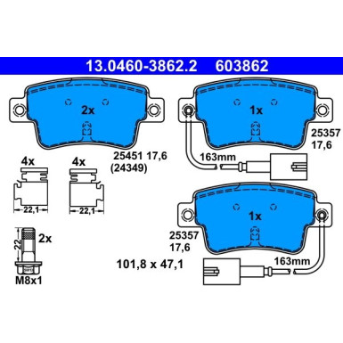 Bremsbelagsatz, Scheibenbremse 13.0460-3862.2 Bremsbelagsatz, Scheibenbremse 13.0460-3862.2
