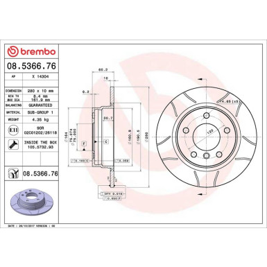 11 482 014M Bremsscheibe HA Brembo Max BMW E36,E46 90 XTRA LINE - Max 08.5366.76 11 482 014M Bremsscheibe HA Brembo Max BMW E36,E46 90 XTRA LINE - Max 08.5366.76