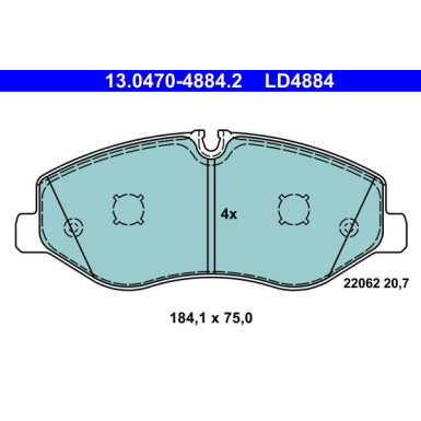 Bremsbelagsatz, Scheibenbremse ATE Ceramic 13.0470-4884.2 Bremsbelagsatz, Scheibenbremse ATE Ceramic 13.0470-4884.2