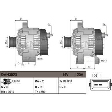 DENSO Generator DAN3023 DENSO Generator DAN3023