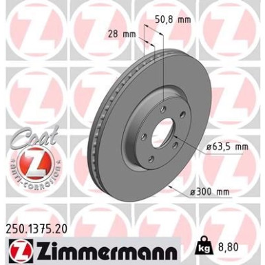 51 481 075 Bremsscheibe VA 250.1375.20 51 481 075 Bremsscheibe VA 250.1375.20