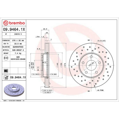 Bremsscheibe VA Xtra 09.9464.1X Bremsscheibe VA Xtra 09.9464.1X