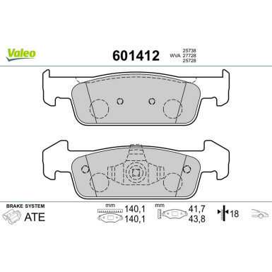 VALEO Bremsbeläge 601412 VALEO Bremsbeläge 601412