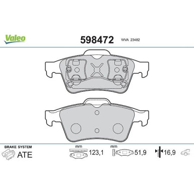 VALEO Bremsbeläge 598472 VALEO Bremsbeläge 598472