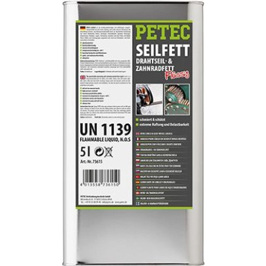 Petec Hohlraumschutz Seilfett Kanister 5 Liter SEILFETT DRAHTSEIL- & ZAHNRADFETT KANISTER 73615