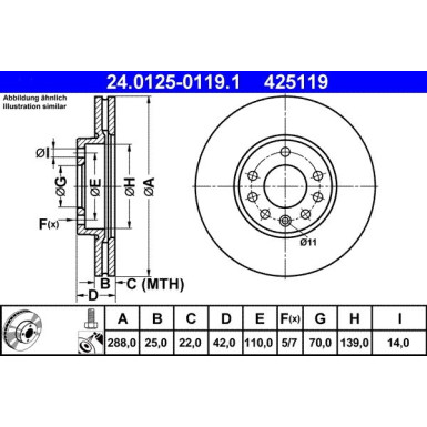 Bremsscheibe Opel P. Speedster/Vectra 1.6-2.6 95 24.0125-0119.1 Bremsscheibe Opel P. Speedster/Vectra 1.6-2.6 95 24.0125-0119.1