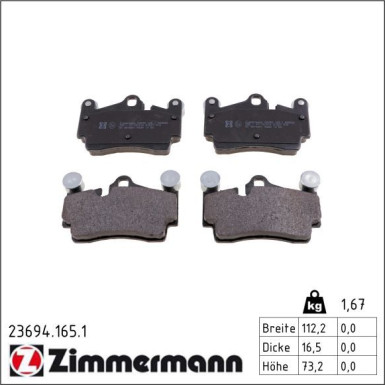 ZIMMERMANN Bremsbeläge 23694.165.1 ZIMMERMANN Bremsbeläge 23694.165.1