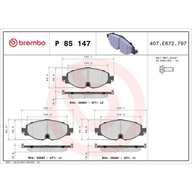 BREMBO Bremsklötze VA VW Caddy, Passat 15 PRIME LINE P 85 147