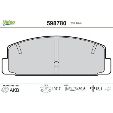 VALEO Bremsbeläge 598780