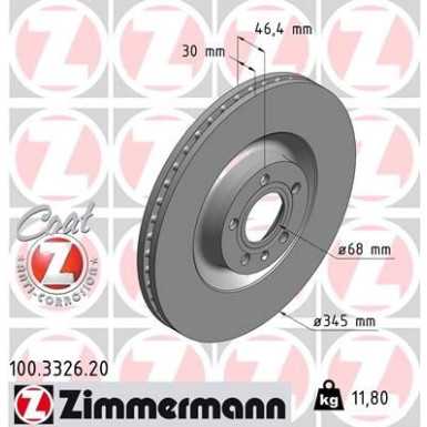 ZIMMERMANN Bremsscheibe 100.3326.20 Coat Z ZIMMERMANN Bremsscheibe 100.3326.20 Coat Z