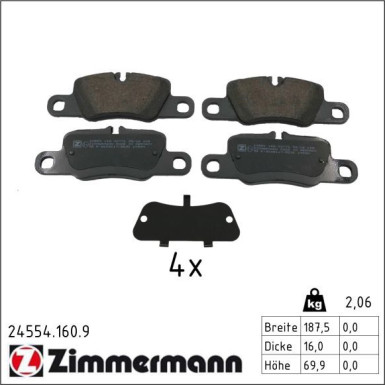 ZIMMERMANN Bremsbelagsatz, Scheibenbremse 24554.160.9 ZIMMERMANN Bremsbelagsatz, Scheibenbremse 24554.160.9