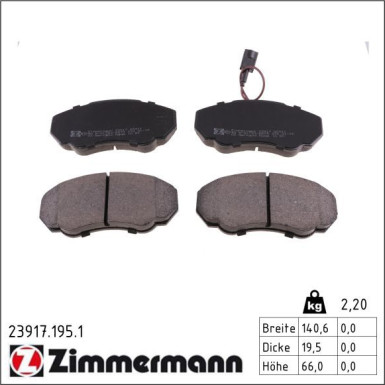 ZIMMERMANN Bremsbeläge 23917.195.1 ZIMMERMANN Bremsbeläge 23917.195.1