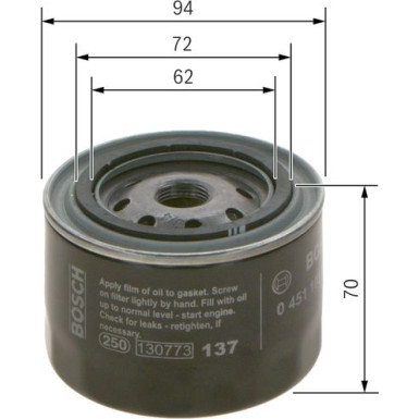Ölfilter LADA,CHEVROLET,BOGDAN,OPEL 0 451 103 093