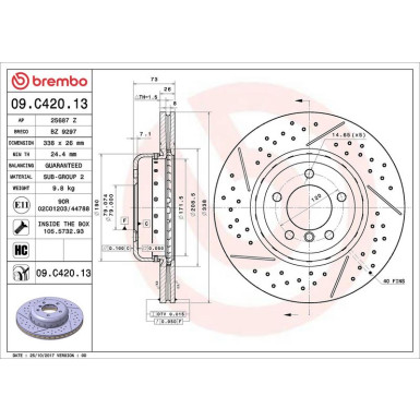 11 481 134 Brembo Premium VA zweiteilig 09.C420.13 11 481 134 Brembo Premium VA zweiteilig 09.C420.13