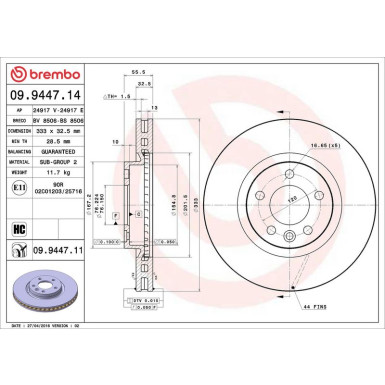 17 481 037 Bremsscheibe VA 09.9447.11 17 481 037 Bremsscheibe VA 09.9447.11