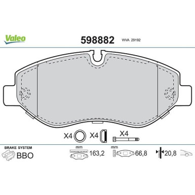 VALEO Bremsbeläge 598882