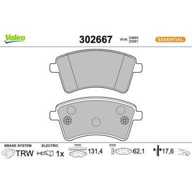 VALEO Bremsbeläge 302667 ESSENTIAL VALEO Bremsbeläge 302667 ESSENTIAL