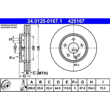 Bremsscheibe Db P. W169/W245 2.0 04-12 24.0125-0167.1