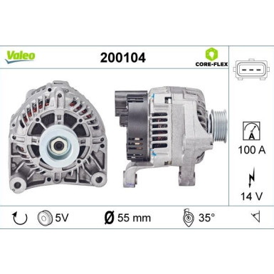VALEO Generator 200104 VALEO CORE-FLEX VALEO Generator 200104 VALEO CORE-FLEX
