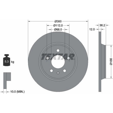 Bremsscheibe Vw T. A4/A5 07-/Q5/A6 09- 300X12 PRO 92160103 Bremsscheibe Vw T. A4/A5 07-/Q5/A6 09- 300X12 PRO 92160103