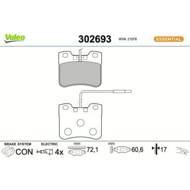 VALEO Bremsbeläge 302693 VALEO Bremsbeläge 302693