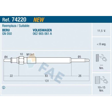 FAE Glühkerze 74220 FAE Glühkerze 74220